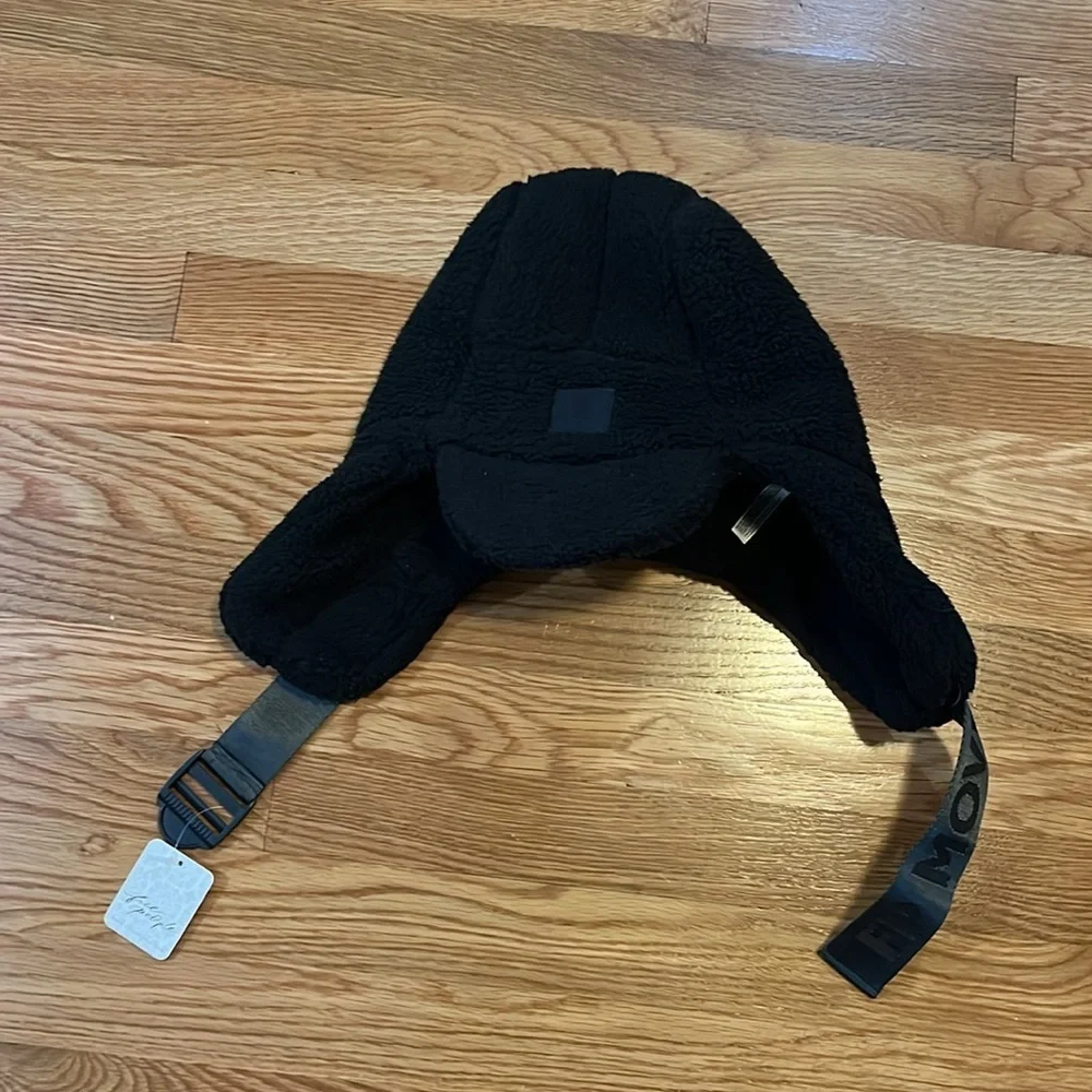 Free People Ascend Fleece Trapper Hat In Black NWT